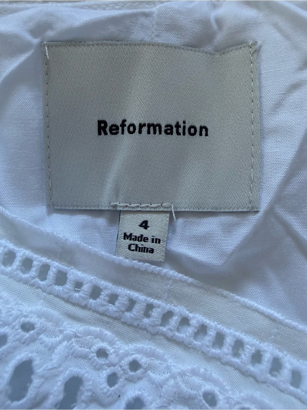 NEW Reformation Pomona Linen Lace Trim Midi Dress White | US 4 UK 8 - Picture 8 of 13